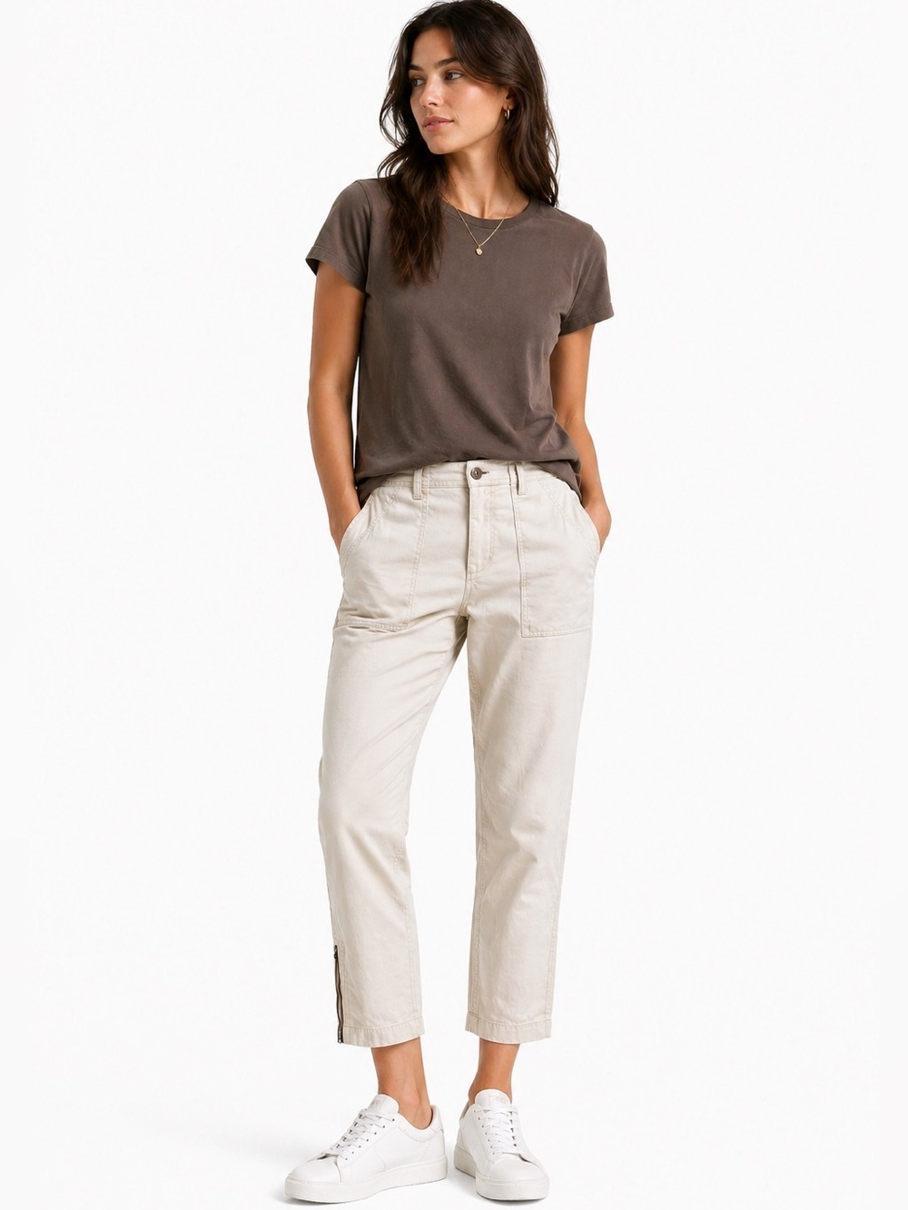 New J.Crew women's utility khaki ankle pants size 29 mid-rise 97% cotton